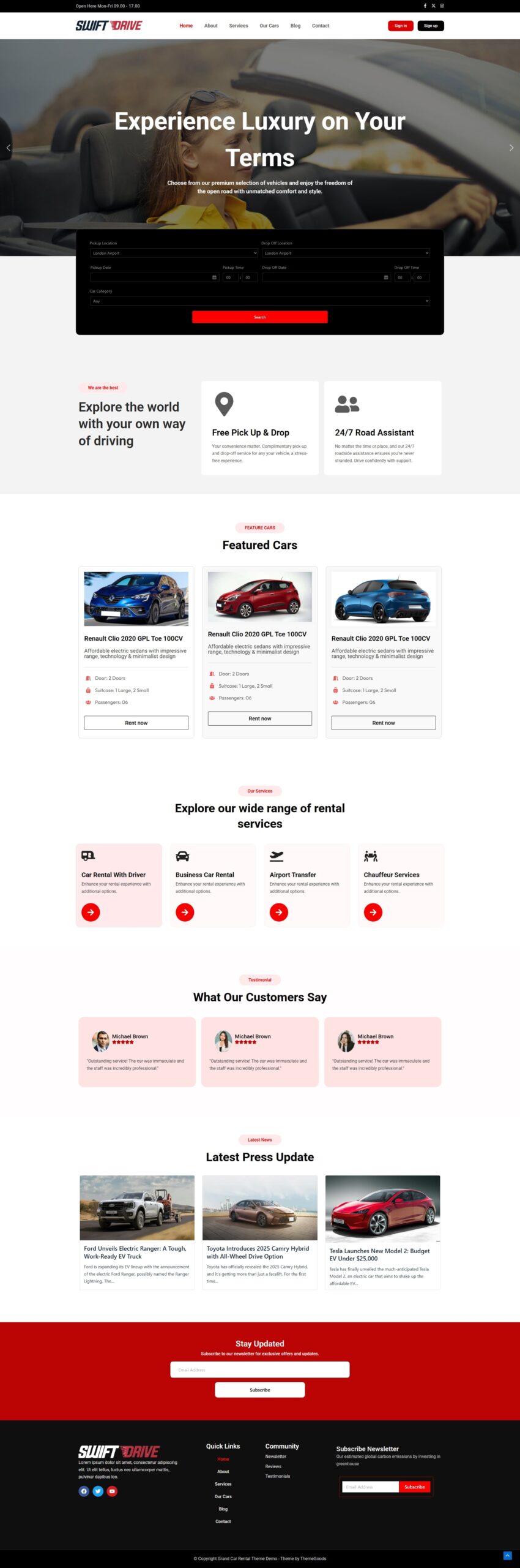 Swift Drive portfolio demo webstie