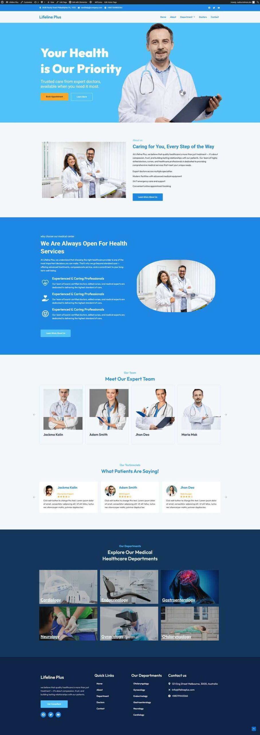 Healthcare website developed